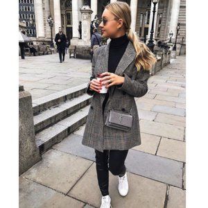 Zara Gray Pea Coat Elegant Wool Blend